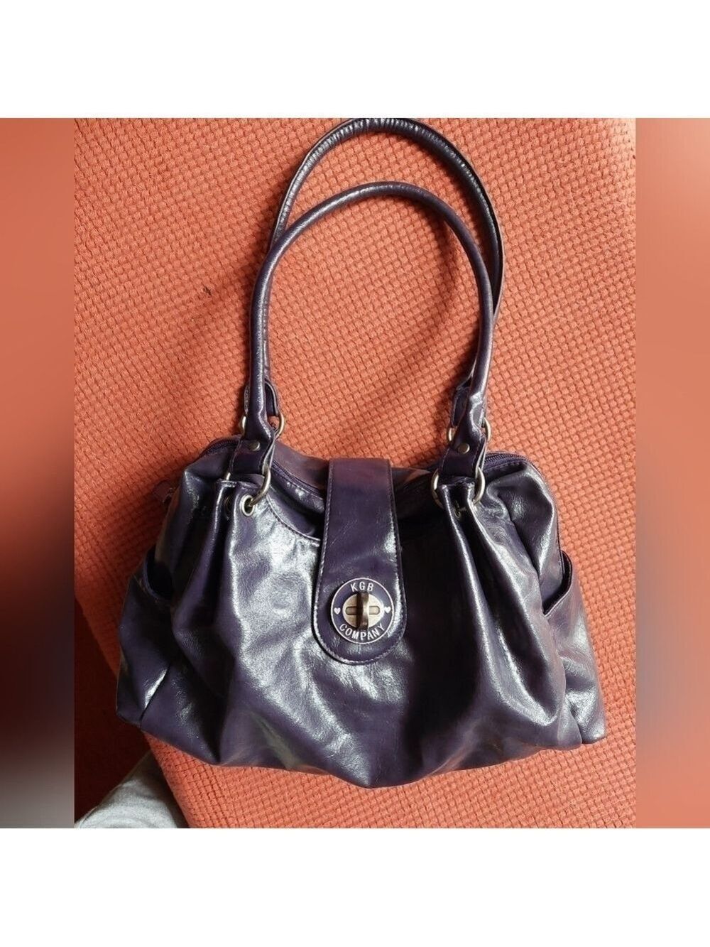 Vintage 90s KGB Company Purple Synthetic Satchel Shoulder Bag
